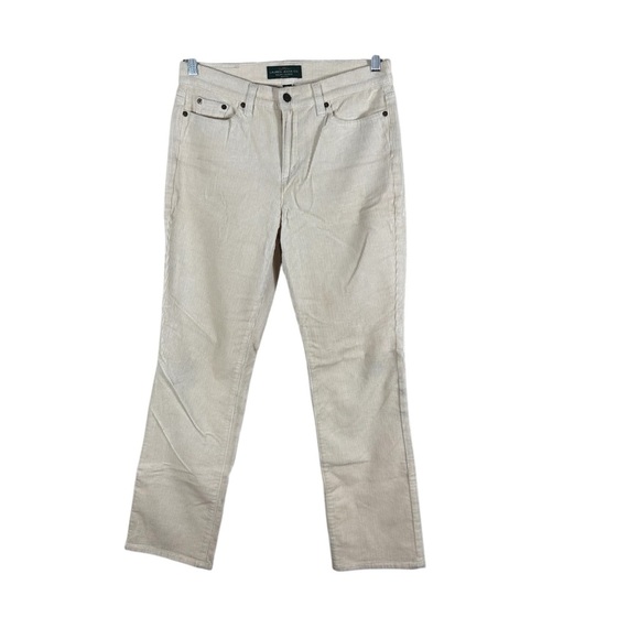 Lauren Ralph Lauren Cream Corduroy Bootcut Jeans Size 8P - Picture 1 of 7